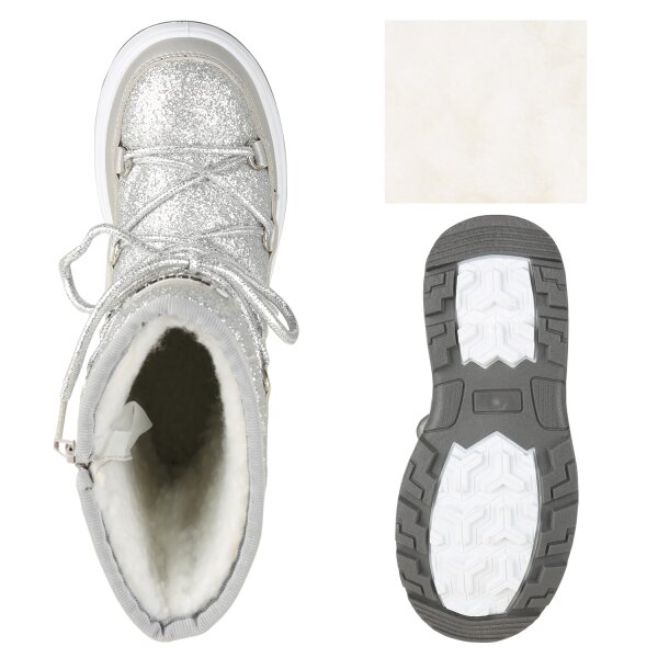 Stiefelparadies Kinder Winter Boots in Silber Sonderangebot der Fabrik