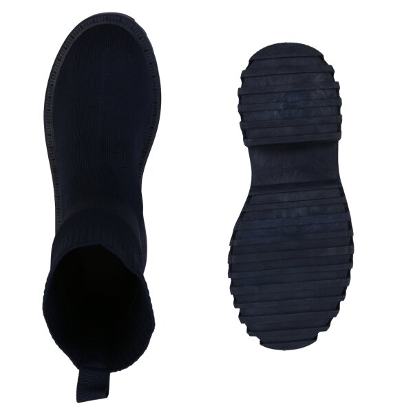 Stiefelparadies Damen Plateau Boots in Dunkelblau Fabrikladen
