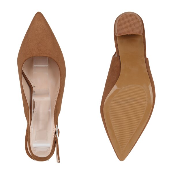 Stiefelparadies Damen Slingpumps in Hellbraun Online