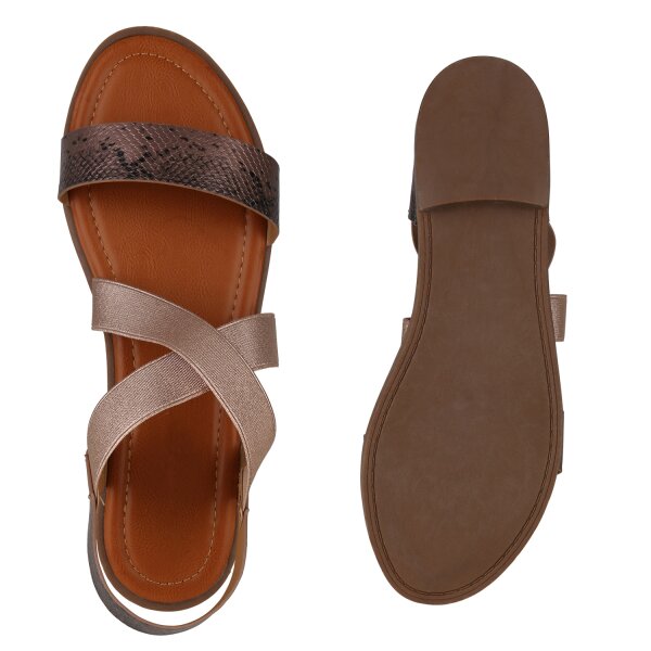 Stiefelparadies Damen Übergrößen Riemchensandalen in Rose Gold Angebote