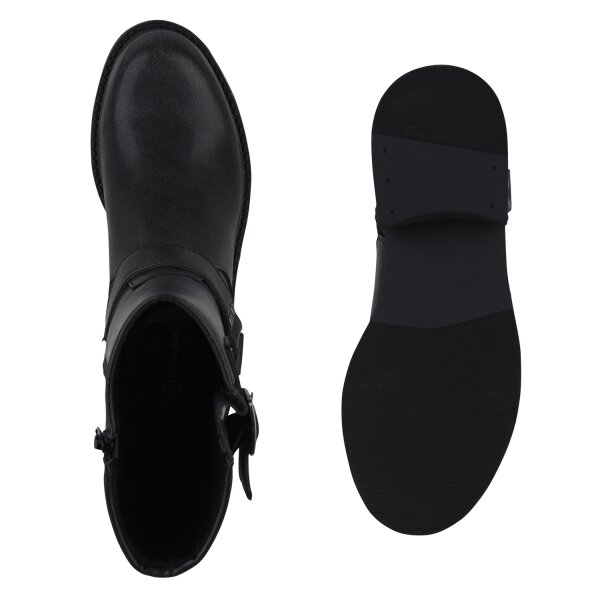 Stiefelparadies Damen Biker Boots in Dunkelgrau im Angebot