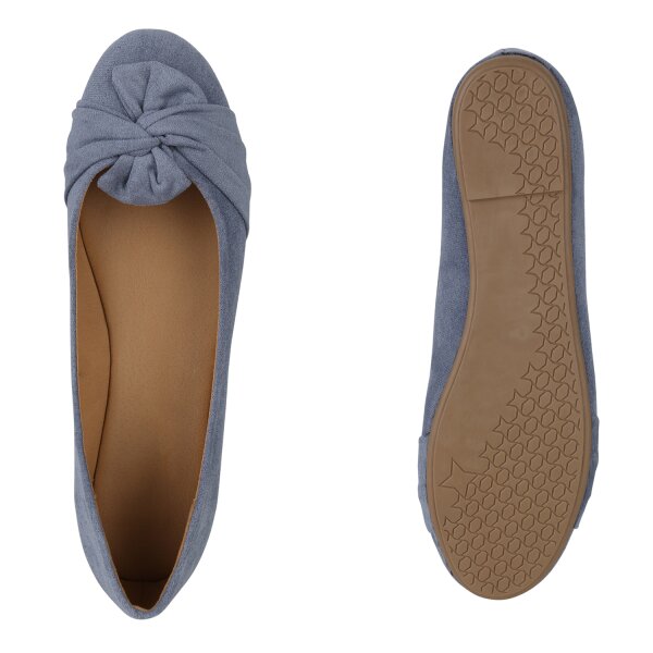 Stiefelparadies Damen Übergrößen Klassische Ballerinas in Blau Günstiger Verkauf