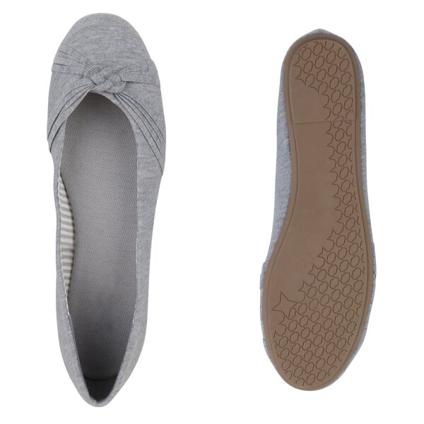 Stiefelparadies Damen Übergrößen Klassische Ballerinas in Grau Fabrikverkauf