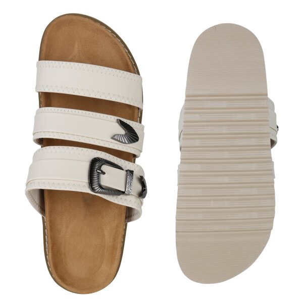Stiefelparadies Damen Übergrößen Pantoletten in Beige Fabrikpreis
