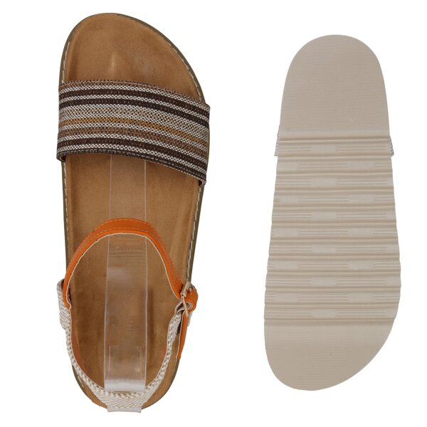 Stiefelparadies Damen Übergrößen Riemchensandalen in Orange Günstig kaufen