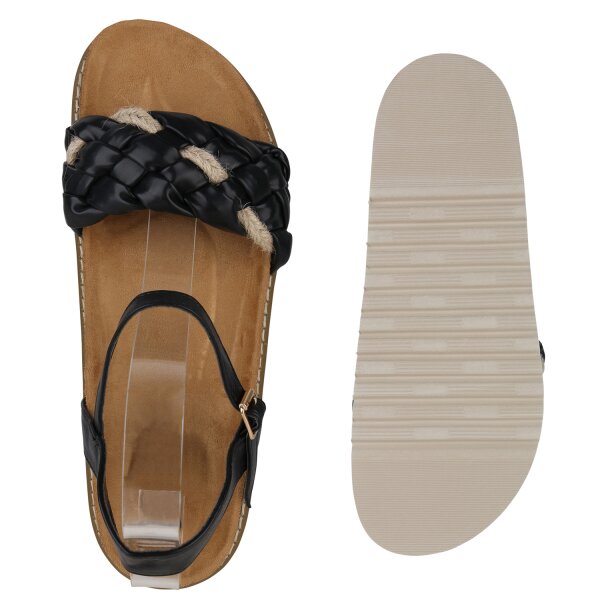 Stiefelparadies Damen Übergrößen Riemchensandalen in Schwarz Versandkostenfrei