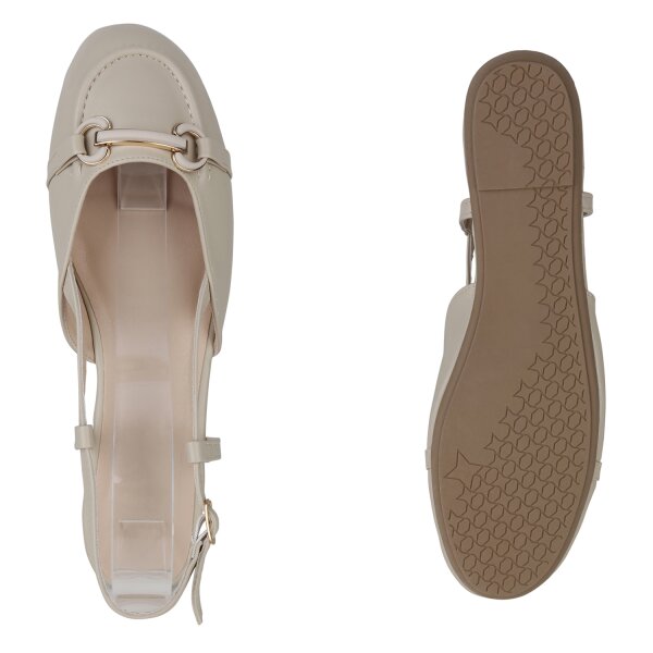 Stiefelparadies Damen Übergrößen Sling Ballerinas in Beige Großer Ausverkauf