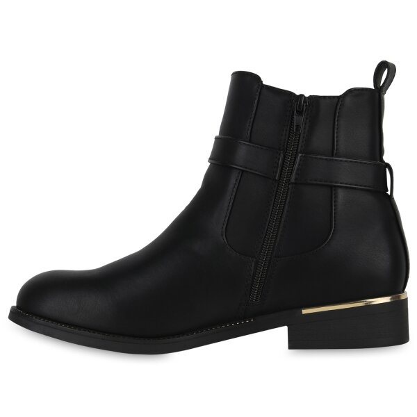 Stiefelparadies Damen Übergrößen Biker Boots in Schwarz Online Shopping