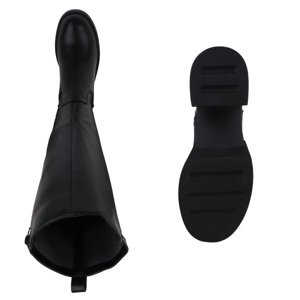 Stiefelparadies Damen Übergrößen Klassische Stiefel in Schwarz Saisonschlussverkauf