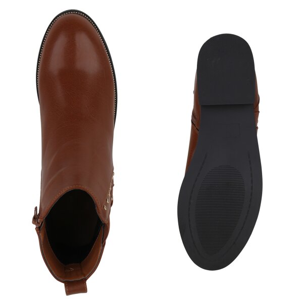 Stiefelparadies Damen Übergrößen Klassische Stiefeletten in Hellbraun Black Friday