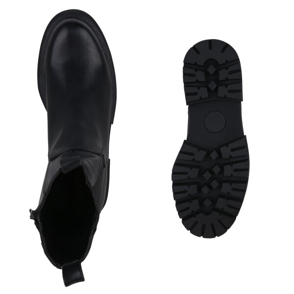 Stiefelparadies Damen Übergrößen Klassische Stiefeletten in Schwarz Cyber Monday