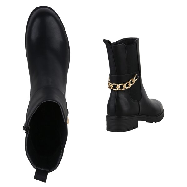 Stiefelparadies Damen Übergrößen Klassische Stiefeletten in Schwarz Weihnachtsangebot