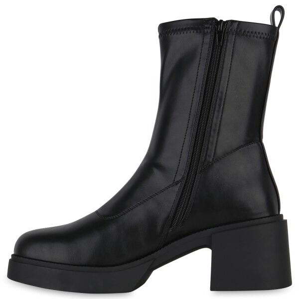 Stiefelparadies Damen Übergrößen Klassische Stiefeletten in Schwarz Osterangebot