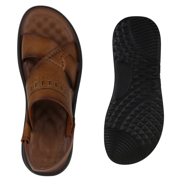 Stiefelparadies Herren Komfort Sandalen in Hellbraun Letzter Tag