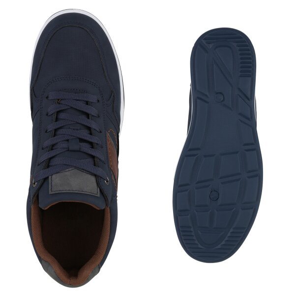 Stiefelparadies Herren Sneaker low in Schwarz Dunkelblau Exklusivangebot