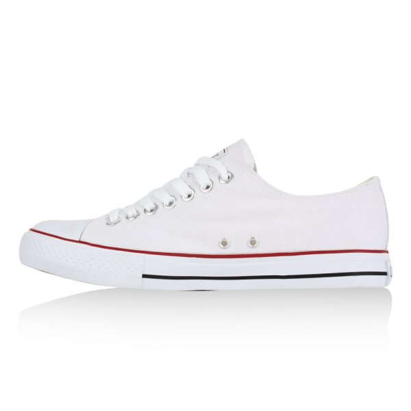 Stiefelparadies Herren Sneaker low in Weiss Rotstreifen Lucky Neuheiten
