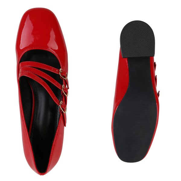 Stiefelparadies Damen Mary Janes in Rot Lack Riesige Ersparnisse