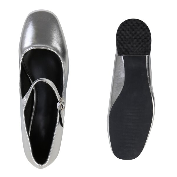 Stiefelparadies Damen Mary Janes in Silber VIP-Rabatte