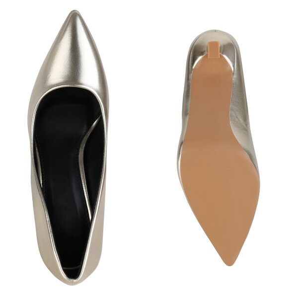 Stiefelparadies Damen Spitze Pumps in Gold Begrenzte Freigabe