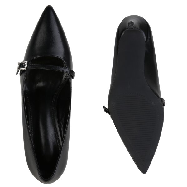 Stiefelparadies Damen Spitze Pumps in Schwarz Letzte 3 Tage