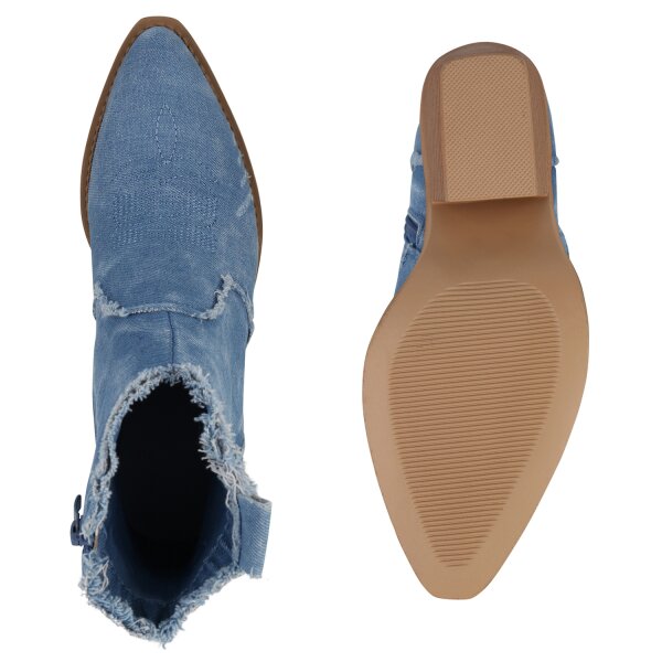 Stiefelparadies Damen Cowboy Boots in Hellblau Bis zu 50% Rabatt