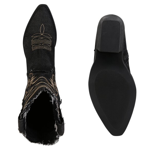 Stiefelparadies Damen Cowboy Boots in Schwarz Bis zu 65% Rabatt