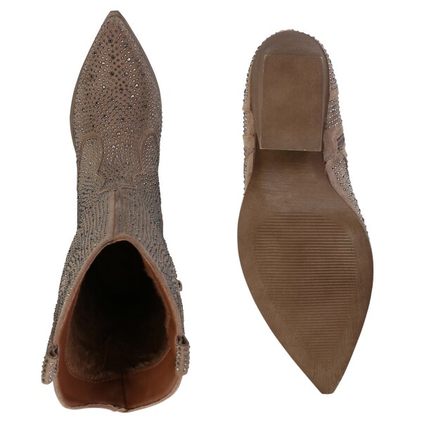 Stiefelparadies Damen Cowboystiefel in Khaki Bis zu 55% Rabatt