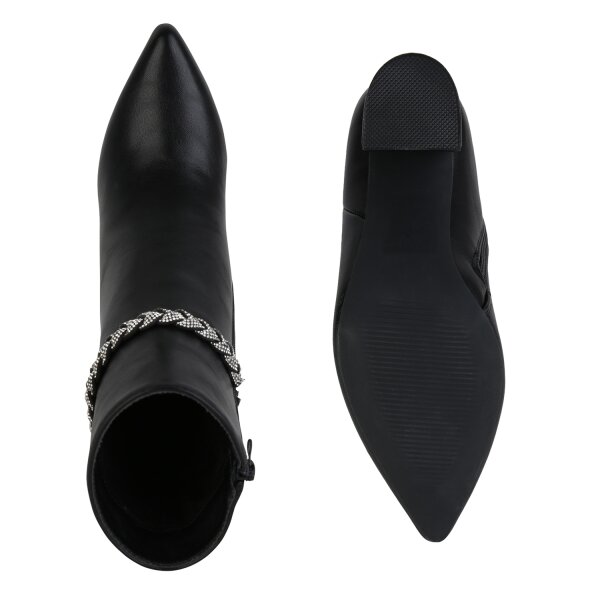 Stiefelparadies Damen Klassische Stiefeletten in Schwarz Discount Store für neue Produkte
