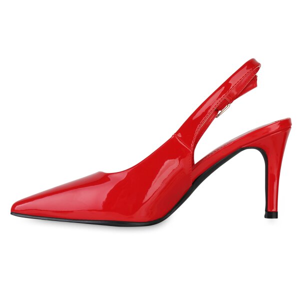 Stiefelparadies Damen Slingpumps in Rot Lack Super Rabatt