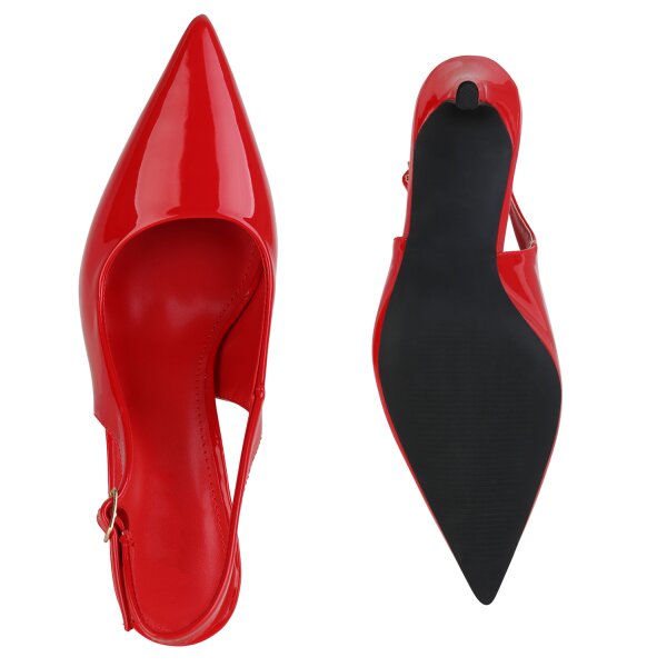 Stiefelparadies Damen Slingpumps in Rot Lack Super Rabatt