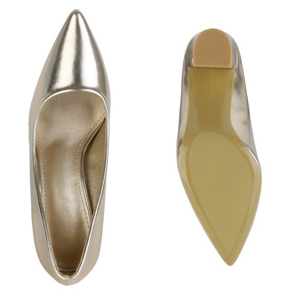 Stiefelparadies Damen Spitze Pumps in Gold Clearance-Verkauf