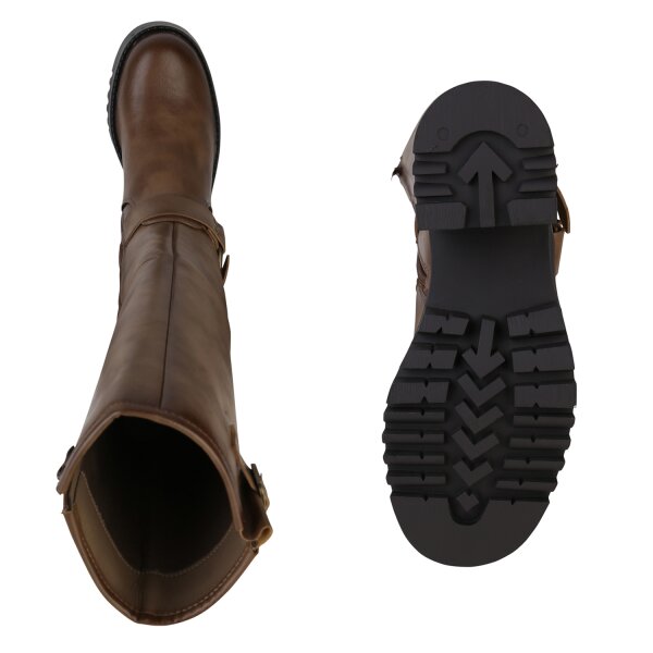 Stiefelparadies Damen Bikerstiefel in Khaki Black Friday Preise