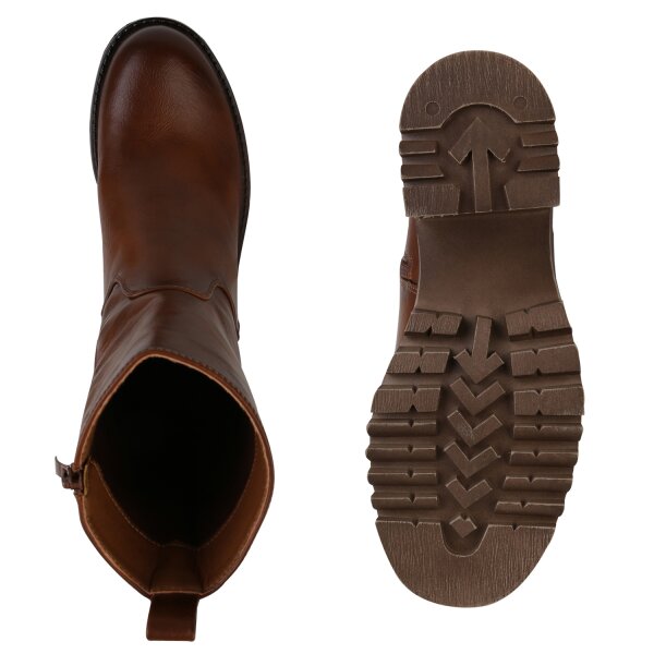 Stiefelparadies Damen Klassische Stiefeletten in Hellbraun 50% Rabatt für begrenzte Zeit