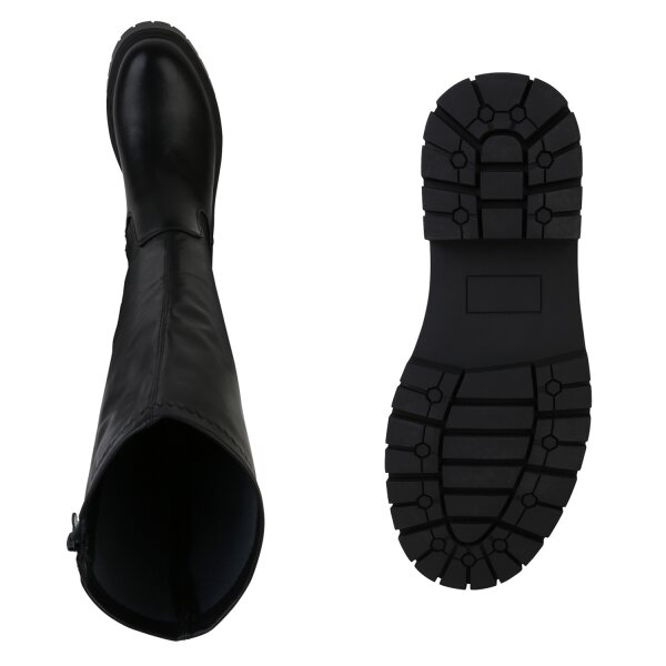 Stiefelparadies Damen Plateaustiefel in Schwarz Online