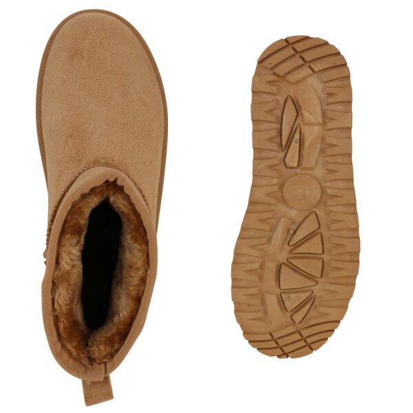 Stiefelparadies Damen Winter Boots in Hellbraun Günstiger Verkauf