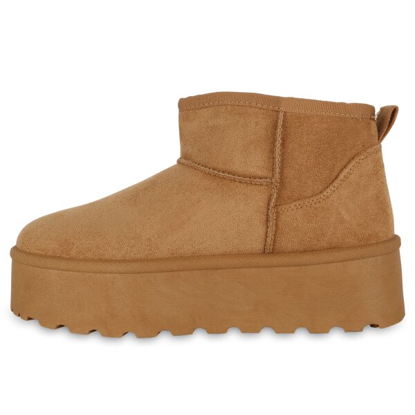 Stiefelparadies Damen Winter Boots in Hellbraun Günstiger Verkauf