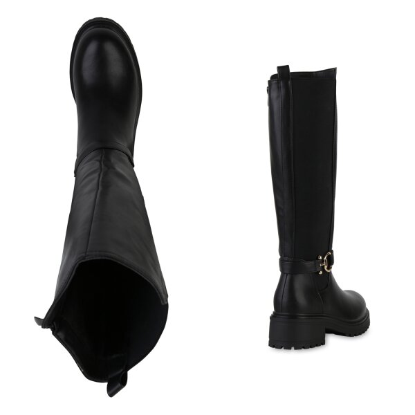 Stiefelparadies Damen Bikerstiefel in Schwarz Limitierter Zeitrabatt