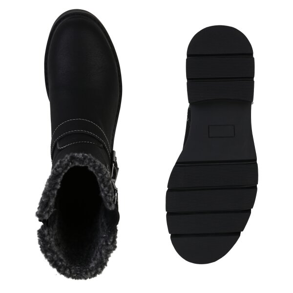 Stiefelparadies Damen Biker Boots in Schwarz Günstig kaufen