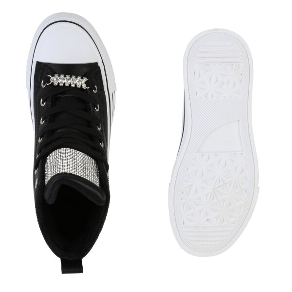 Stiefelparadies Damen Plateau Sneaker in Schwarz Flash Sale