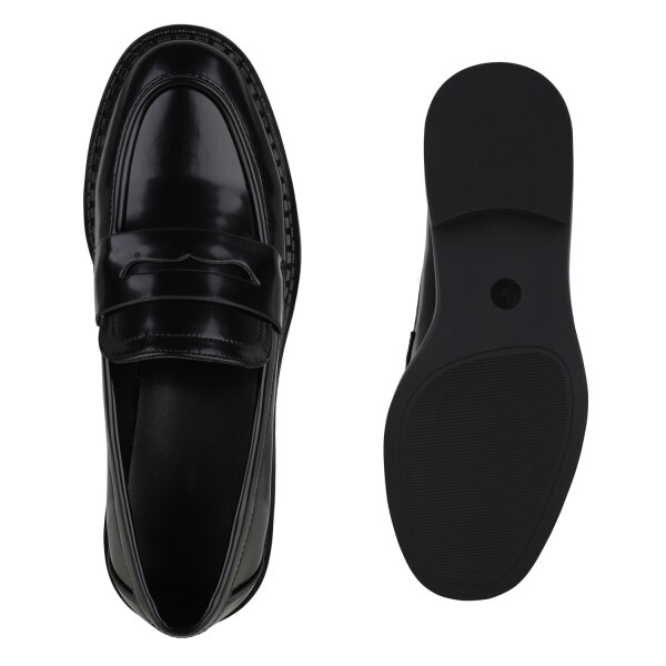 Stiefelparadies Damen Loafers in Schwarz Top Angebot