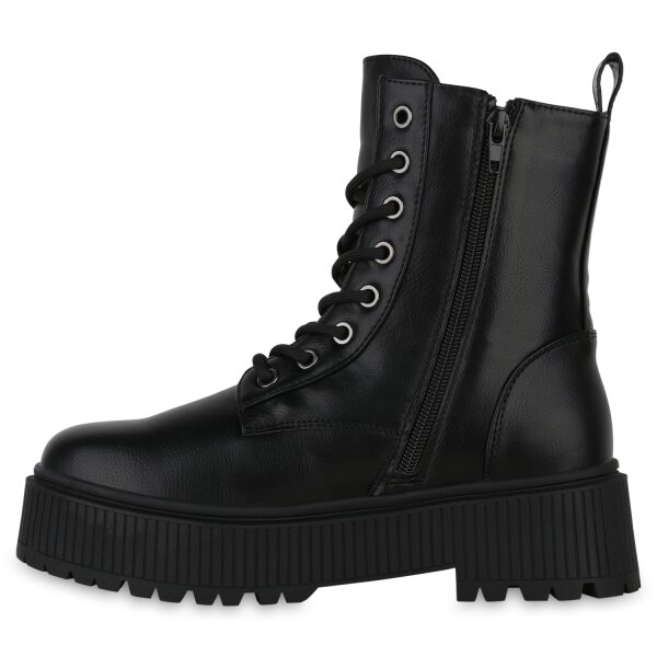 Stiefelparadies Damen Plateau Boots in Schwarz Online Outlet