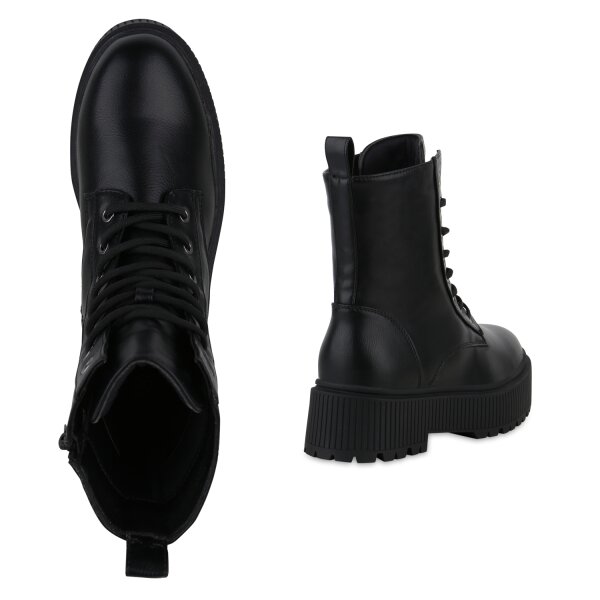 Stiefelparadies Damen Plateau Boots in Schwarz Online Outlet