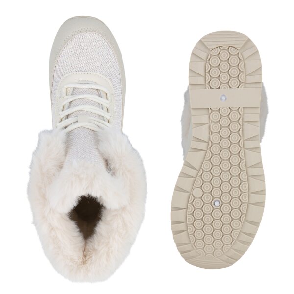 Stiefelparadies Damen Sneakerstiefel in Beige Bestseller