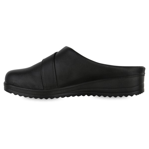 Stiefelparadies Damen Pantoffeln in Schwarz Tiefpreis