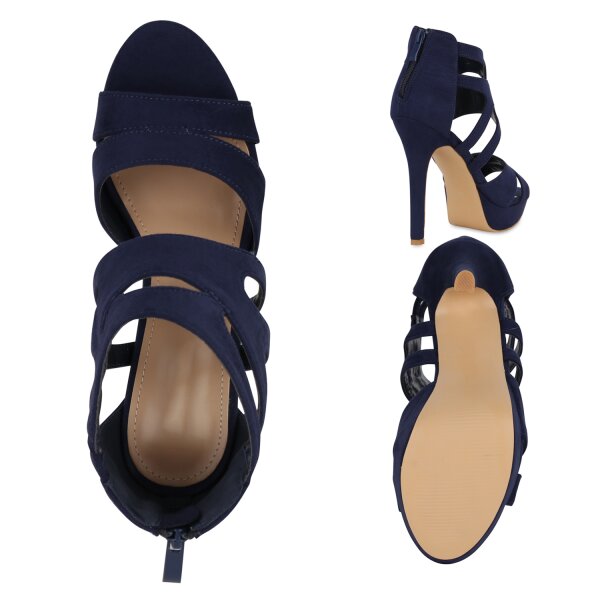 Stiefelparadies Damen High Heels in Dunkelblau Letzte 3 Tage