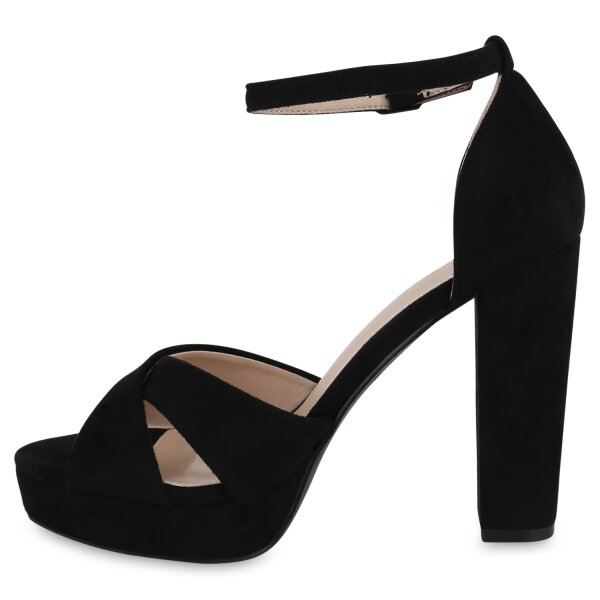 Stiefelparadies Damen High Heels in Schwarz Velours Letzte 2 Tage