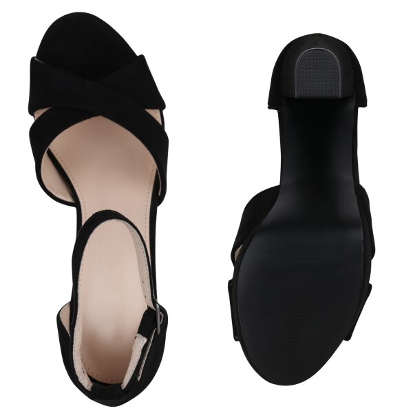 Stiefelparadies Damen High Heels in Schwarz Velours Letzte 2 Tage