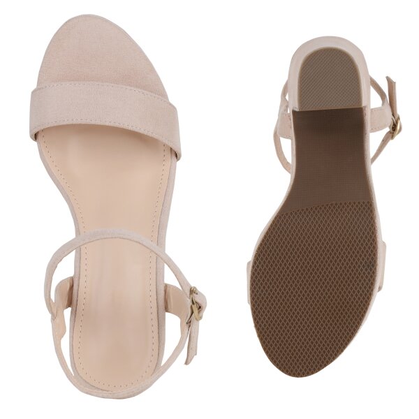 Stiefelparadies Damen Plateau Sandaletten in Beige Bis zu 65% Rabatt