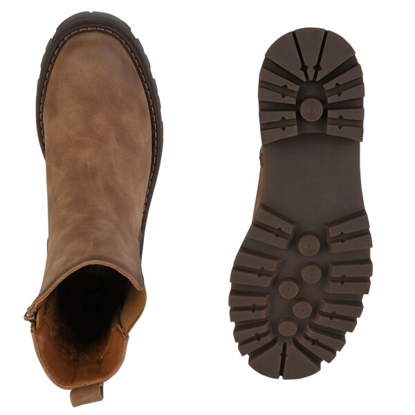 Stiefelparadies Damen Klassische Stiefeletten in Hellbraun Begrenzt auf 3 Tage