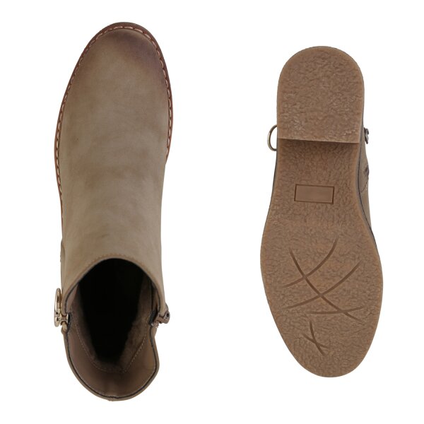Stiefelparadies Damen Klassische Stiefeletten in Khaki Black Friday Preise